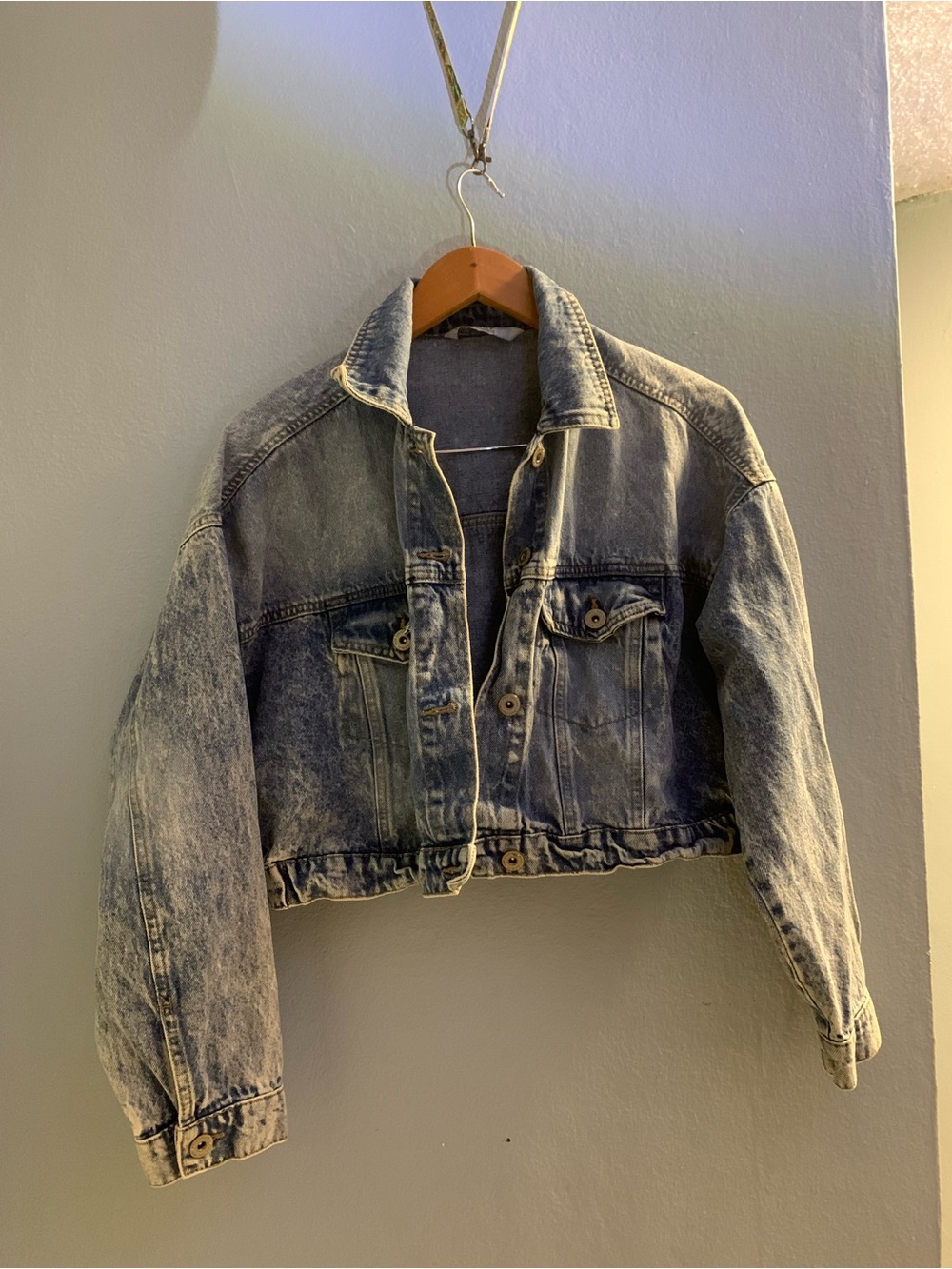 Highway Jeans Cropped Acid-Wash Denim Jacket - Light Blue